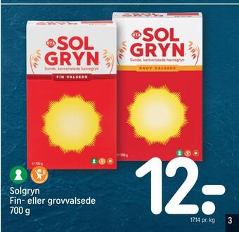 Solgryn fin- eller grovvalsede