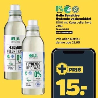Netto Hello sensitive flydende vaskemiddel tilbud