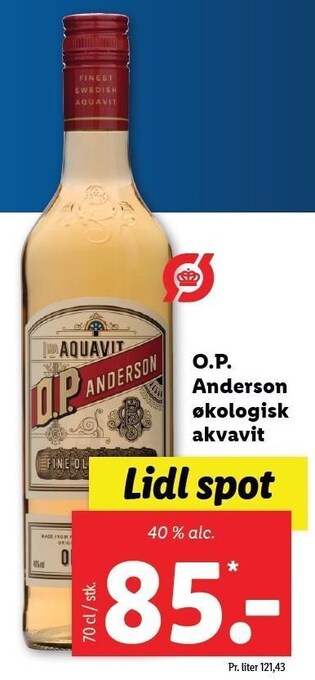 Lidl O.p. anderson økologisk akvavit tilbud