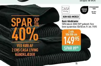 Imerco Casa living basic håndklæder tilbud