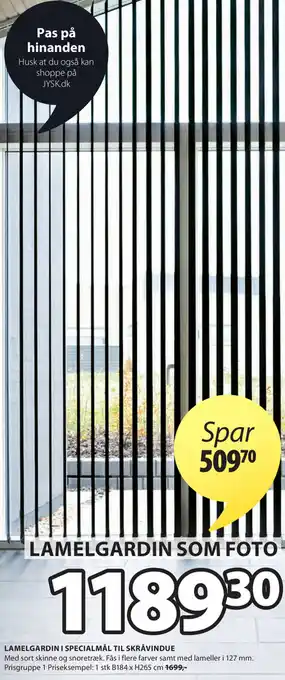 JYSK Lamelgardin I Specialmål Til Skråvindue tilbud