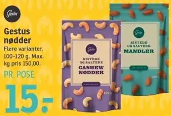 SPAR Gestus Nødder 100-120g tilbud