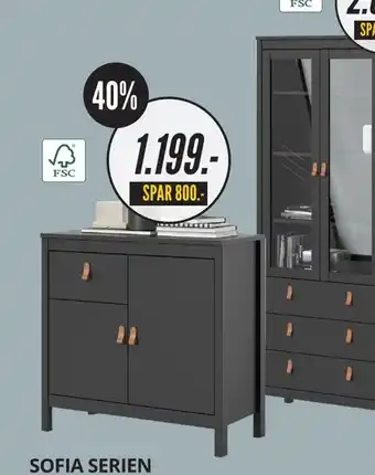 My Home Sofia serien skænk med to låger og en skuffe tilbud