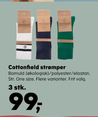 Kvickly Cottonfield strømper tilbud