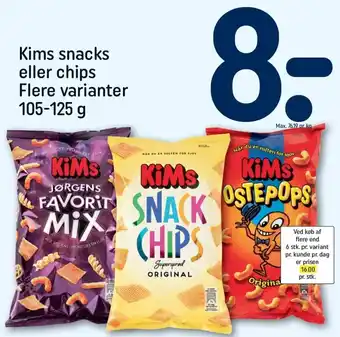 REMA 1000 Kims Snacks Eller Chips 105-125g tilbud