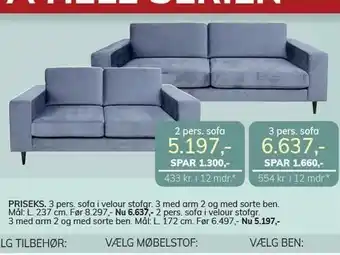 Daells Bolighus Priseks 5 pers sofa og tilbud