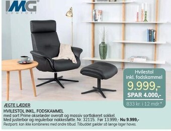 Daells Bolighus Hvilestol inkl. fodskammel tilbud
