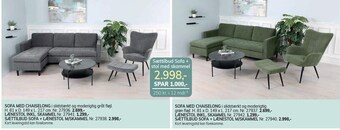 Daells Bolighus Sofa med chaiselong eller lænestol inkl. fodskammel tilbud