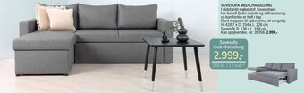 Daells Bolighus Sovesofa med chaiselong tilbud