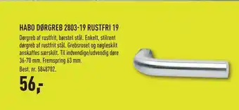 Johannes Fog Habo dørgreb 2803-19 rustfri 19 tilbud
