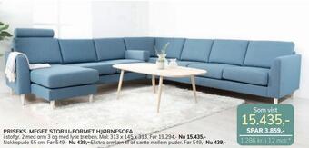 Daells Bolighus Meget stor u-formet hjørnesofa tilbud