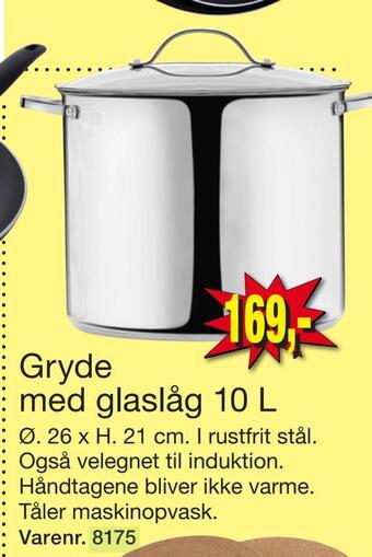 Harald Nyborg Gryde med glaslåg 10 l tilbud