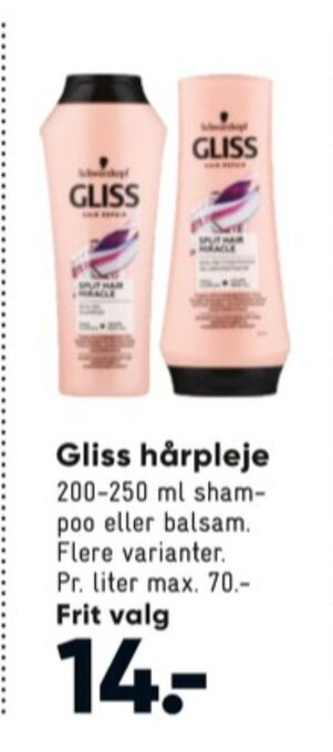 Bilka Gliss shampoo tilbud