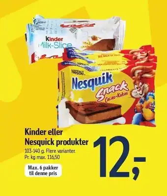 Føtex Kinder eller nesquick produkter tilbud