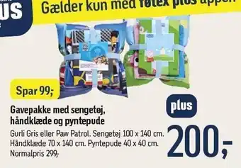 Føtex Gavepakke med sengetøj, håndklæde og pyntepude tilbud