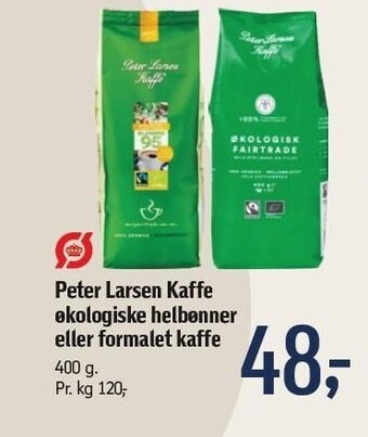 Føtex Peter larsen kaffe økologiske helbønner eller formalet kaffe tilbud