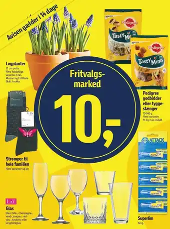 Løgplanter, pedigree godbidder eller tyggestænger, strømper til hele familien, glas eller superlim