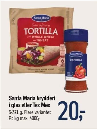 Føtex Santa maria krydderi i glas eller tex mex tilbud