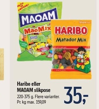Føtex Haribo eller maoam slikpose tilbud
