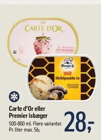 Føtex Carte d'or eller premier isbæger tilbud