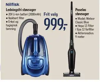 Føtex Nilfisk ledningsfri støvsuger eller poseløs støvsuger tilbud