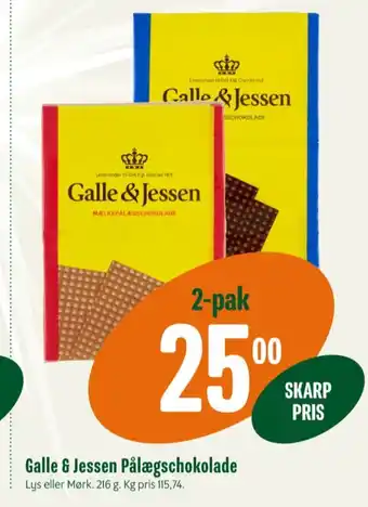 Min Købmand Galle & jessen pålægschokolade mælk tilbud