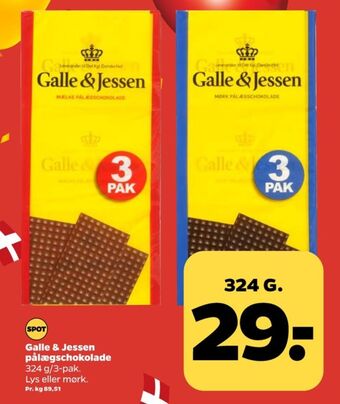 Netto Galle & jessen pålægschokolade mælk tilbud