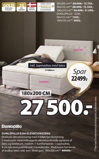 Dunlopillo E300 Elevationsseng