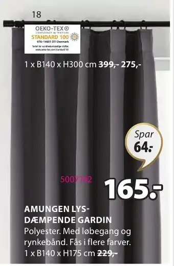JYSK Amungen Lys Dæmpende Gardin tilbud