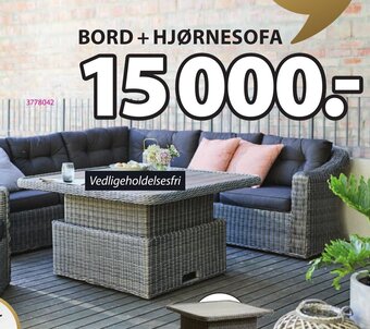 JYSK Tambohuse Bord + Hjørnesofa tilbud
