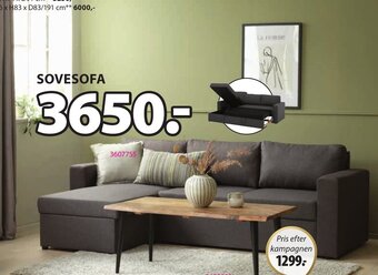 JYSK Marslev Sovesofa Med Chaiselong tilbud