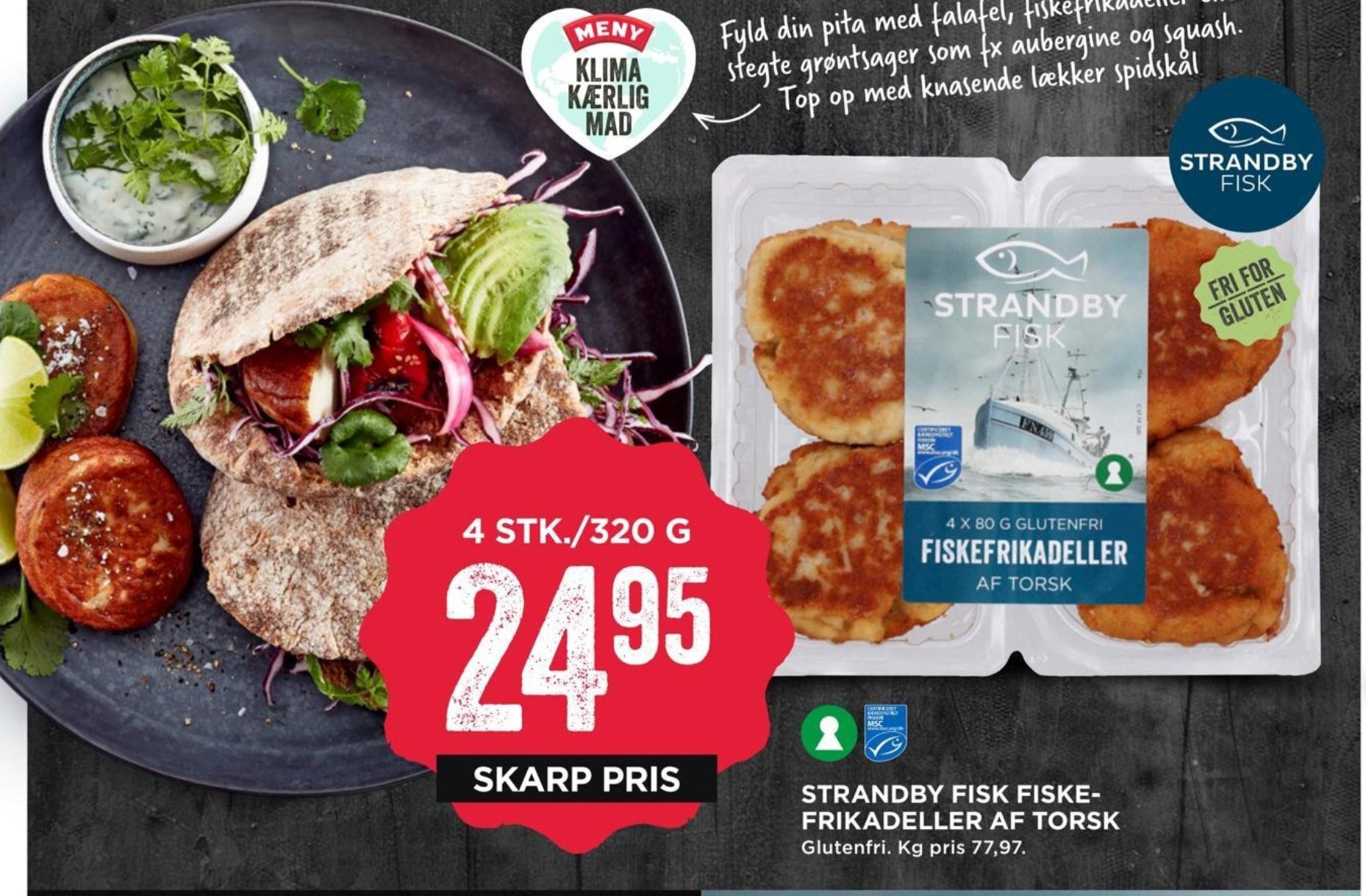 Strandby Fisk Fiskefrikadeller Af Torsk tilbud hos MENY