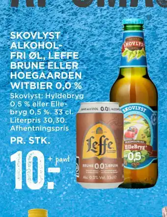 MENY Skovlyst alkohol­fri øl, leffe brune eller hoegaarden witbier 0,0 % tilbud
