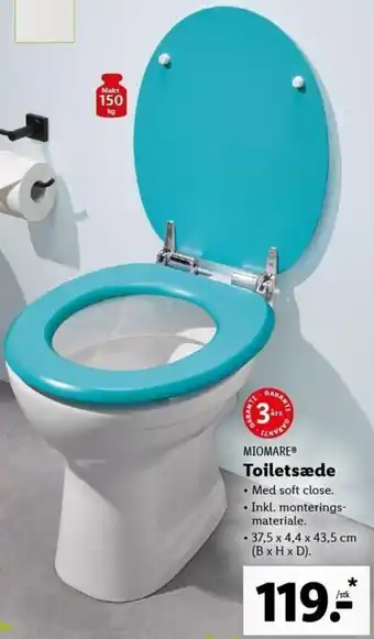 Lidl Miomare Toiletsæde 37.5 x 4.4 x 43. 5 cm tilbud