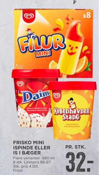 MENY Frisko Mini Ispinde eller Is I Bæger tilbud