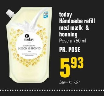 Otto Duborg today Håndsæbe refill med mælk & honning tilbud