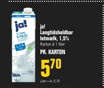 Otto Duborg ja! Langtidsholdbar letmælk, 1,5% tilbud