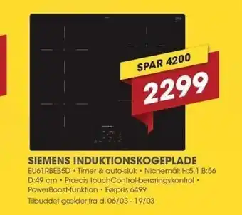 Punkt1 Siemens induktionskogeplade tilbud