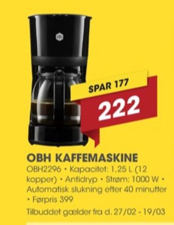 Punkt1 Obh nordica kaffemaskine tilbud