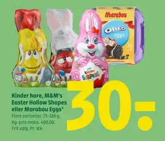 Coop 365 Kinder hare, m&m's easter hollow shapes eller marabou eggs tilbud
