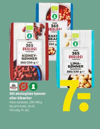 365 økologiske bønner eller kikærter