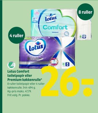 Coop 365 Lotus comfort toiletpapir eller premium køkkenrulle tilbud
