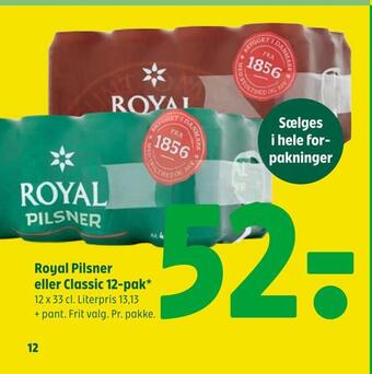 Coop 365 Royal pilsner eller classic 12-pak tilbud