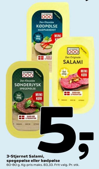Coop 365 3-Stjernet Salami, spegepølse eller kødpølse tilbud