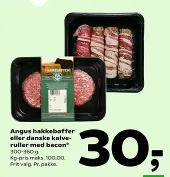 Coop 365 Angus hakkebøffer eller danske kalve- ruller med bacon tilbud