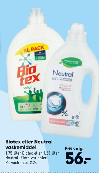 Bilka Biotex eller Neutral Vaskemiddel tilbud