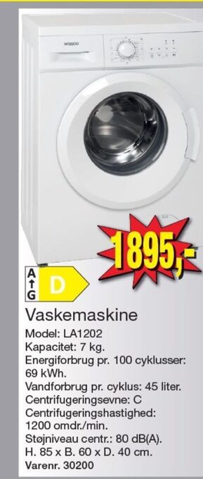 Harald Nyborg Wasco vaskemaskine tilbud