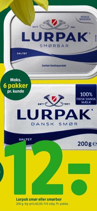 Coop 365 Lurpak smør tilbud
