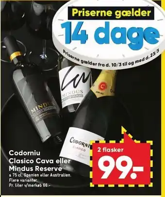 Bilka Codorniu classico cava eller mindus reserve tilbud