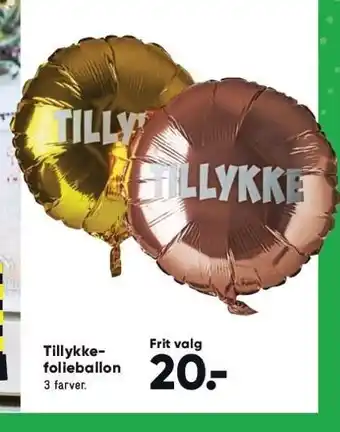 Bilka Tillykke folieballon tilbud